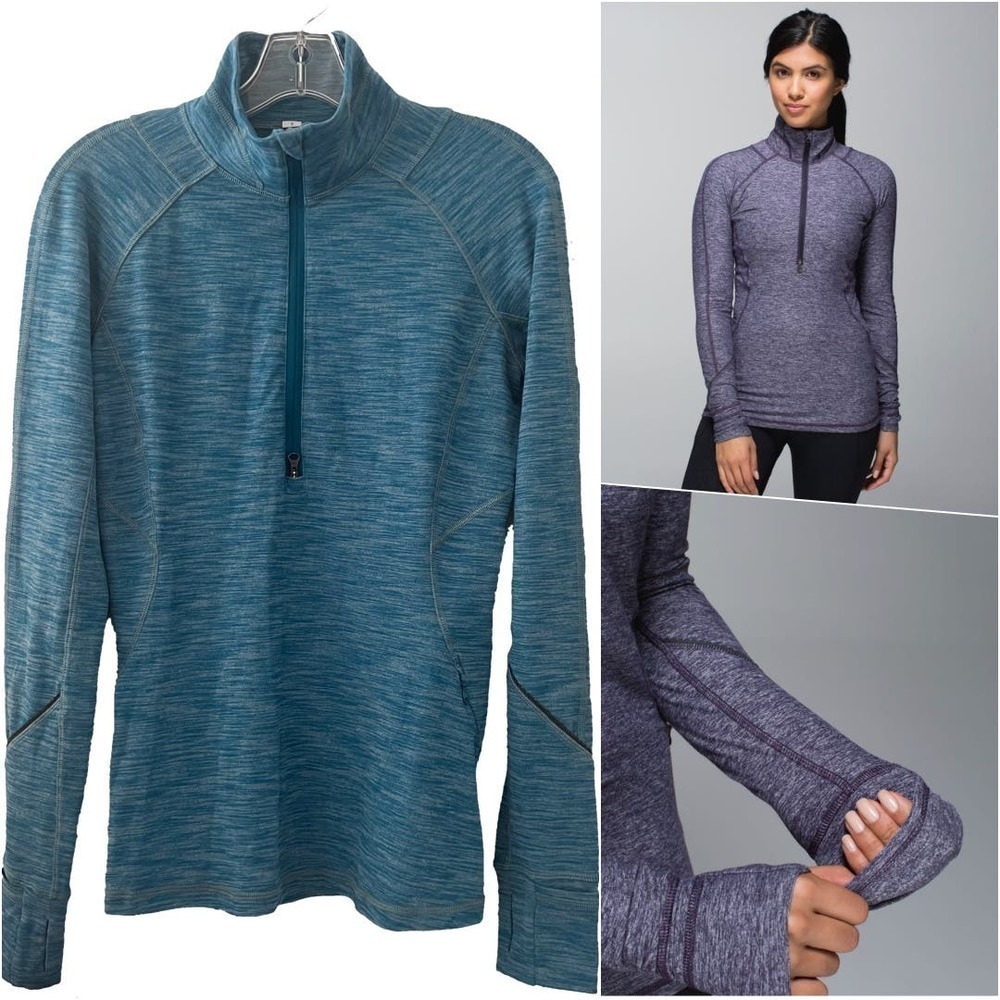 Lululemon Run 1/2 Zip Long Sleeve Top Blue Size 8